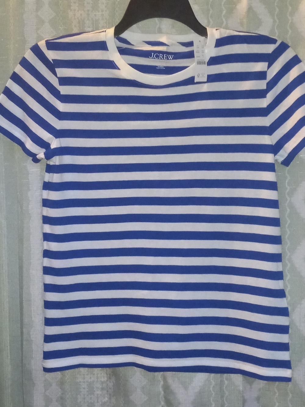 J. Crew Womens Royal Blue and White Striped Short Sleeve Tee